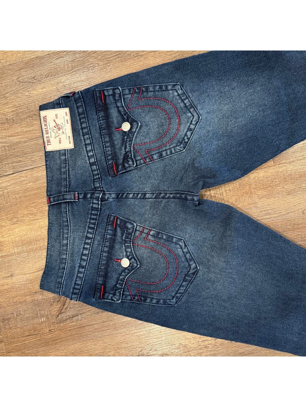True Religion Ricky Relaxed Straight Jeans Dark Wash Denim Womens Size 32